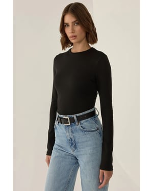 Slim Fit Långärmad Crew Neck Bodysuit