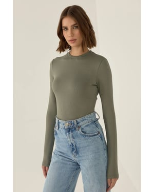 Slim Fit Långärmad Crew Neck Bodysuit