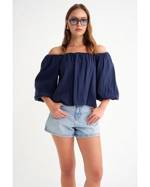 Modal Gemengde Blouse met Madonna Kraag en Rimpeldetail