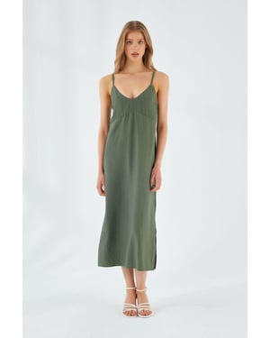 V-hals Split Midi Jurk
