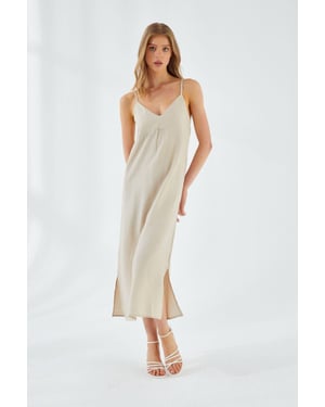 V-hals Split Midi-jurk