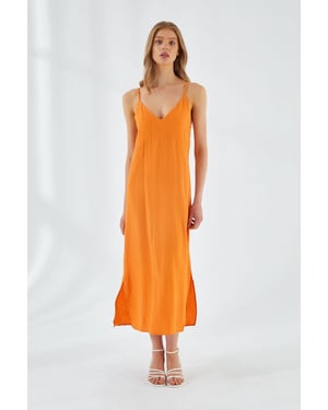 V-hals Split Midi-jurk