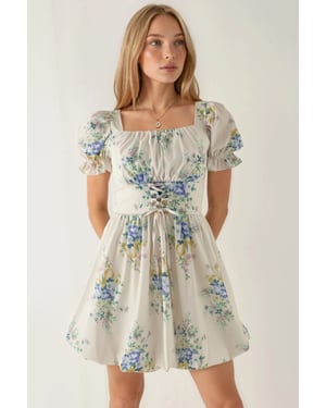 Floral A-lijn Mini-jurk met Strikdetail