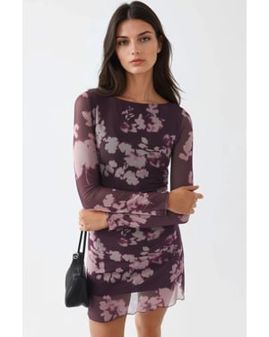 Bloemen Mini Jurk met Lange Mouwen