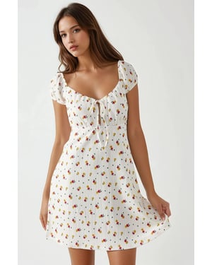 Gegoten Bloemen Mini Jurk