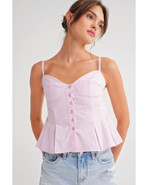 Lieveheersbeestje Hals Knopen-Voorkant Peplum Camisole Top