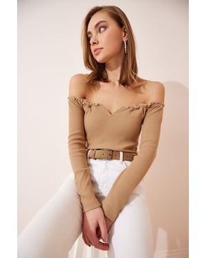Getailleerde Blouse met Lange Mouwen en Hartkraag