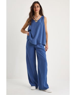 V-hals Katoenen Blouse-Broek Twee-delige Set