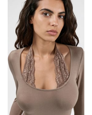 Kanten Halterneck Rekbare Viscose Top