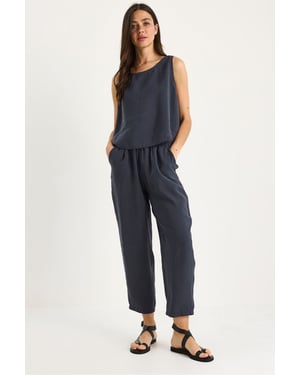 Mouwloze Crew Neck Blouse en Carrof Fit Broeken Set