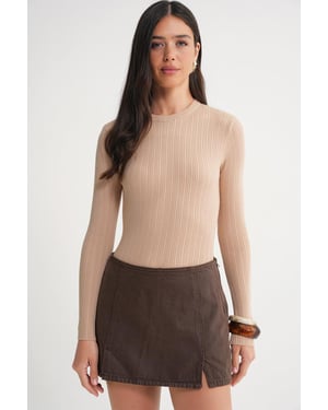 Mjuktexturerad Ribbad Fitted Top
