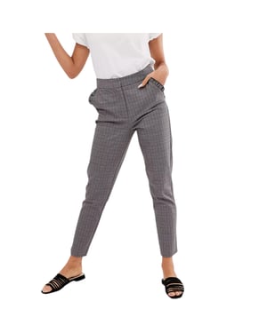 BRAVE SOUL Womens Check Trousers Stretch Ladies Office Party Casual Slim Bottoms
