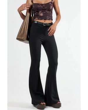 Gestrikte Hoge Taille Flared Broek