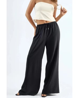 Wijde Pijpen Drawstring Taille Broek met Zakken