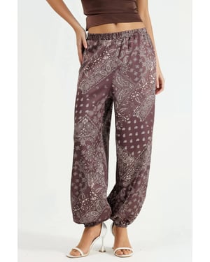 Geprinte Baggy Fit Elastische Leggings met Zakken