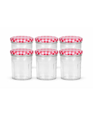 WDMT Set van 6 glazen jampotjes 300 ml met schroefdeksel – luchtdicht – herbruikbaar