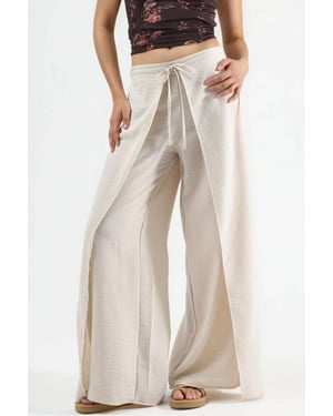 Trekkoord Taille Crepe Broek met Strikdetail