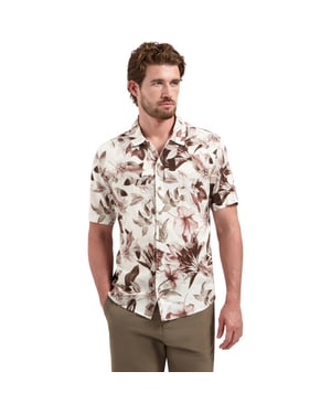 No Excess Shirt short sleeve allover printed coral