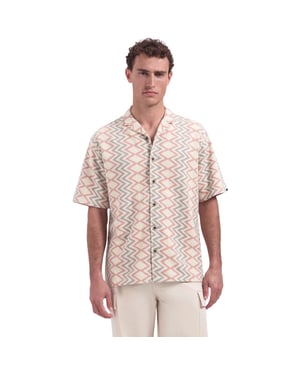 No Excess Shirt short sleeve jacquard zigzag coral