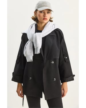 Knäppt Midi Trench Coat