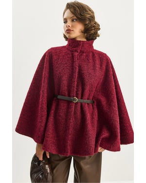 Texturerad Oversized Kapp med Knappar