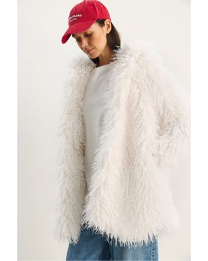 Oversized Huva Fuskpälsjacka