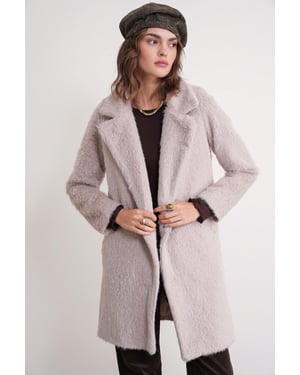 Getextureerde Lange Jas met Vestkraag
