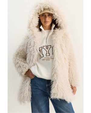 Oversize Hooded Faux Fur Jacket