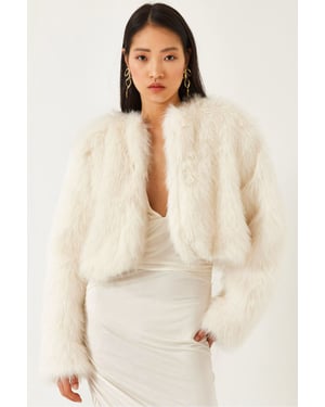 Boxy Crop Faux Fur Coat