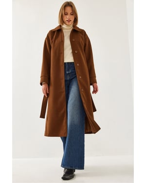 Bälte Tweed Kappa med Skjortkrage