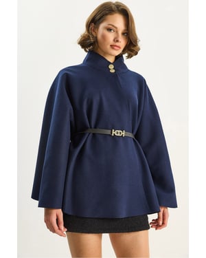 Texturerad Overcoat med knäppning