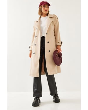 Tweed Lange Jas met Jacketkraag