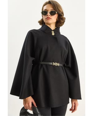 Texturerad Overcoat med knäppning