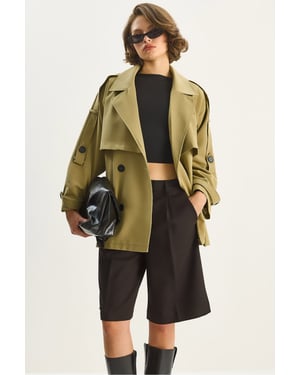 Knäppt Midi Trench Coat