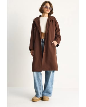 Överdimensionerad Midi Trench Coat med Sjalkrage