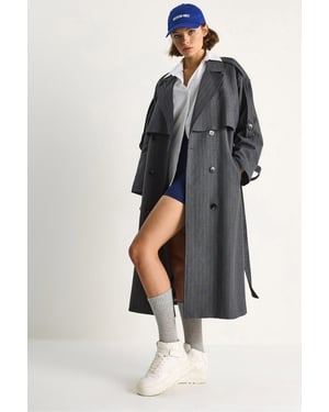 Kort Midi Trench Coat med Dubbelknäppning