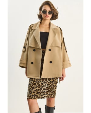 Knäppt Midi Trench Coat