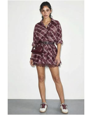 Geruite Oversized Shirt en Rok Co-ord