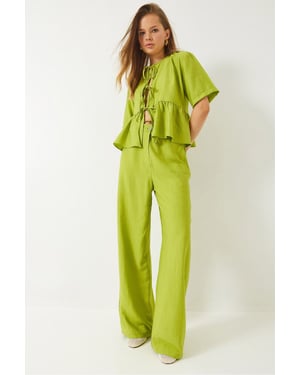 Gestructureerde Twee-delige Co-ord Set met Rimpeldetails