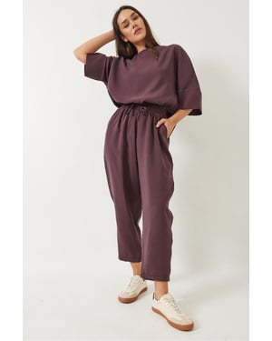 Oversized Boot hals Polyester Twee-delig Co-ord Set