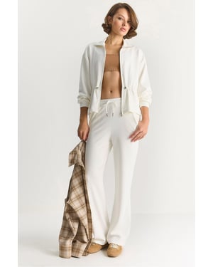 Aangesloten Lange Mouwen Jas en Flare Broeken Co-ord Set