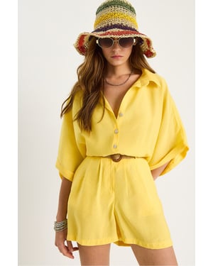 Hoge Taille Gebuttonde Twee-Delige Co-ord Set