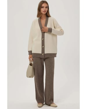 Knäppt Kofta & Texturerade Höga Byxor Set