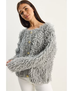Textured Button-Up Cardigan