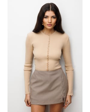 Geribbelde Gebreide Knopen cardigan