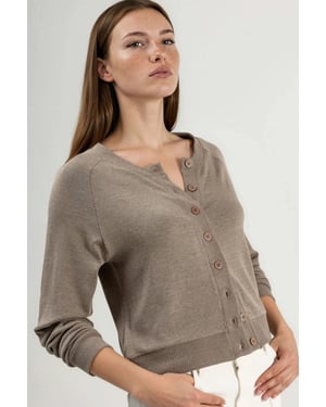 Crew Neck Buttoned Cardigan