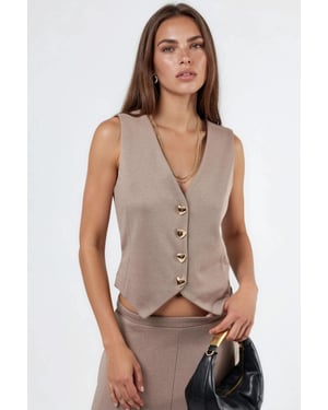 Effen V-hals Geknoopte Vest