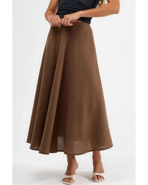 Hoge Taille Geweven A-Lijn Maxi Rok