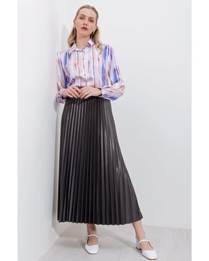 Hoge Taille Maxi Rok met Rimpeldetail