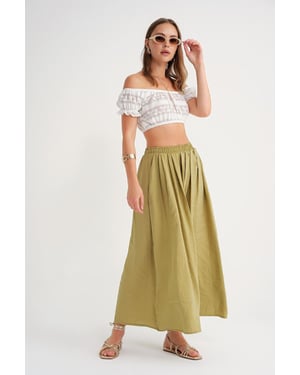 Hoge Taille Maxi Rok met Touwtje Taille